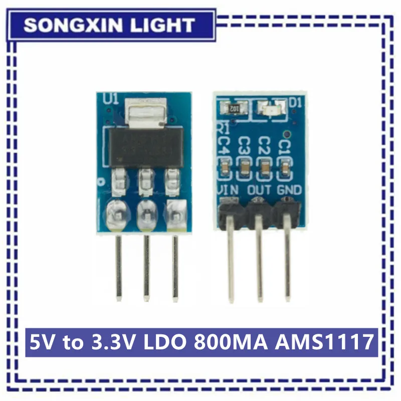 1Pcs-New-LDO-800MA-DC-5V-to-3-3V-Step-Down-Power-Supply-Module-AMS1117 ...