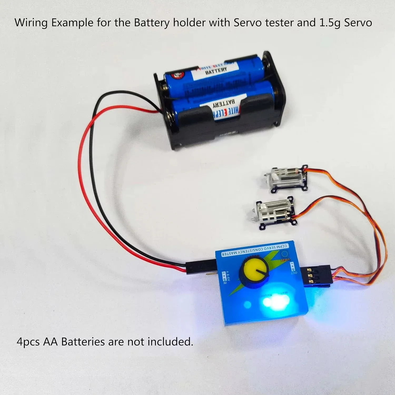 Testeur de servo 3CH numérique + boîtier piles AA 4 cellules pour RC