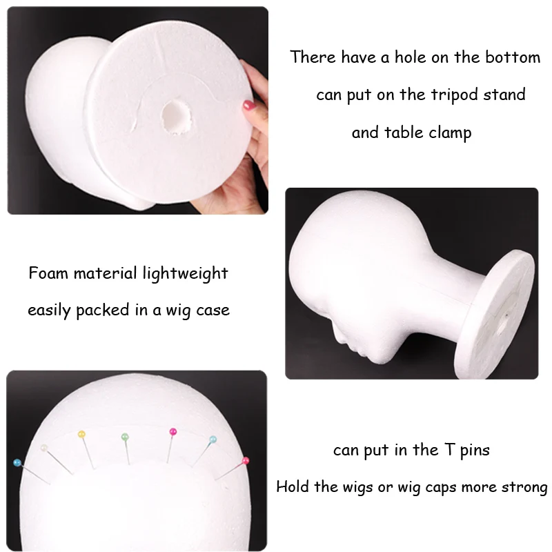 30Cm Polystyrene Head For Wigs Female Styrofoam Head For Wigs Making 4Pcs  White Foam Heads With Holes For Put On The Stand - AliExpress