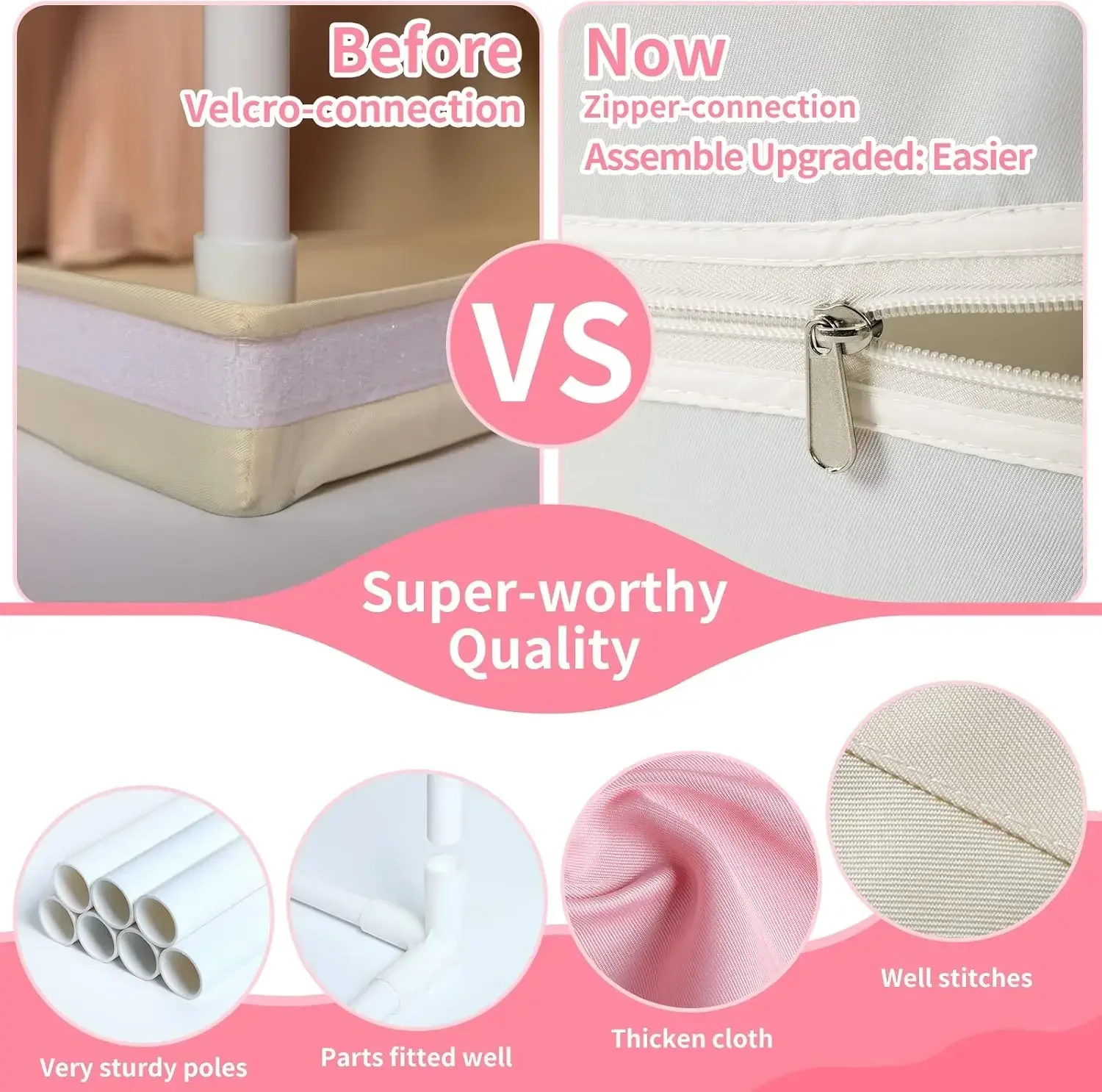 Kids Tent Girl Baby Little Princess Children Toy Tent 1.35M Wigwam Folding Castle Children's Room Decor Birthday Christmas Gifts