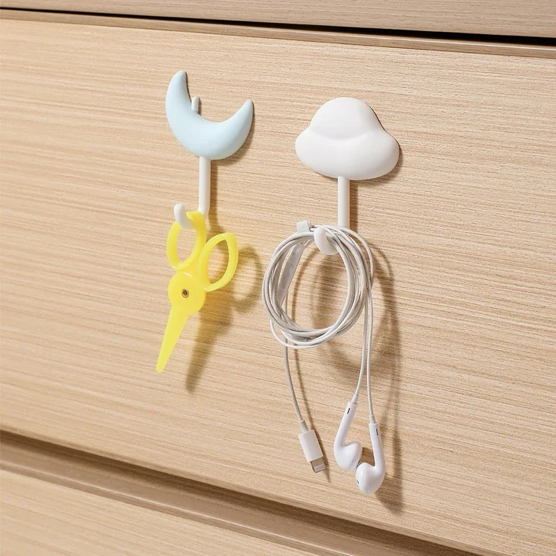 3PCS Living Room Cloud Moon Wall Hook Hanger Key Holder Bag Hat Coat Hanger Hook Kitchen Bathroom Organizer Wall Decoration 4