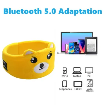 Soft Elastic Comfortable Wireless Music Earphones Kids Animal Sleeping Headphones Eye Mask Bluetooth V5.0 Headphones Headband 5
