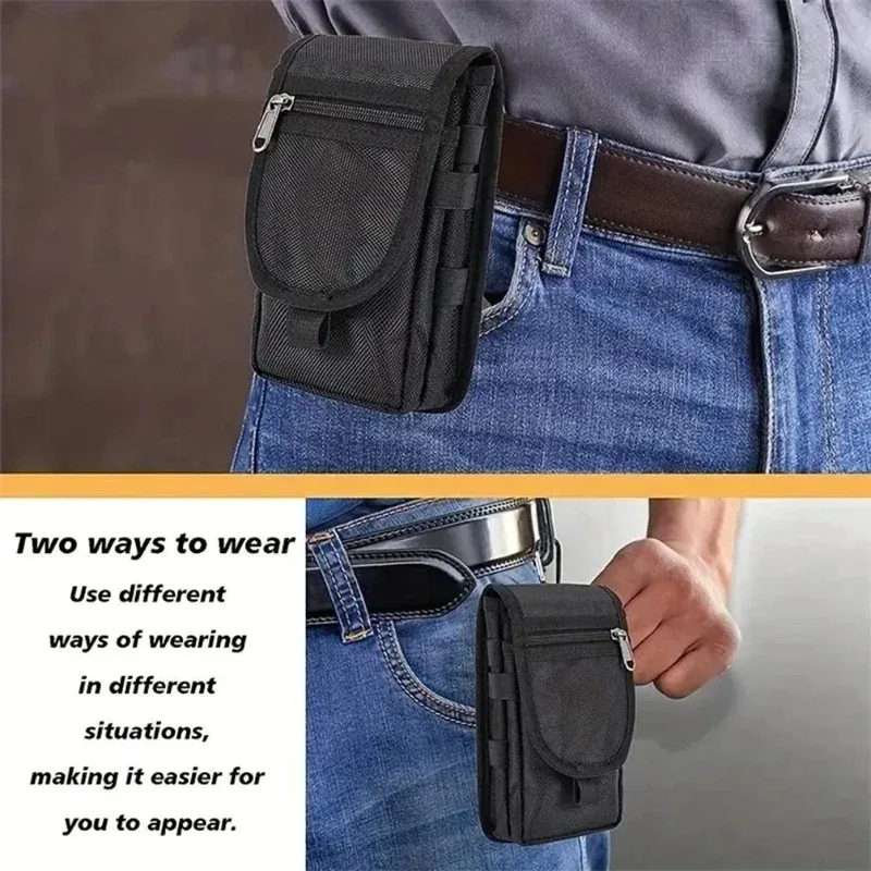 Men Oxford Mobile Phone Bag Casual Waist Bag Daily Coin Purse Multi-Purpose Phone Pouch Tactical Phone Pouch Carry Waist Bag