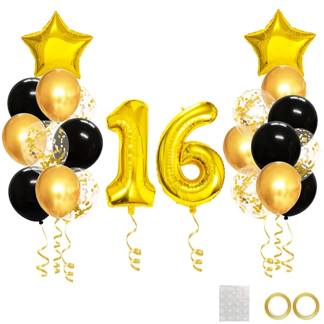 Set Decorazioni Compleanno Nero: Palloncini, Striscione E Palloncini Neri. Il Kit Perfetto Per Una Festa Elegante E Di Classe Per Adulti E Bambini. - 6