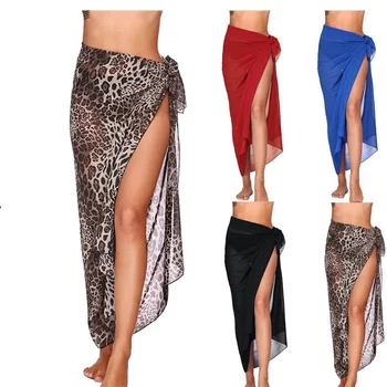 Women's Beach Long Skirt Chiffon Swimsuit Coverups Summer Bikini Wrap Sheer Scarf for Swimwear Cover Ups Sexy Bikini Wrap Shawls 1