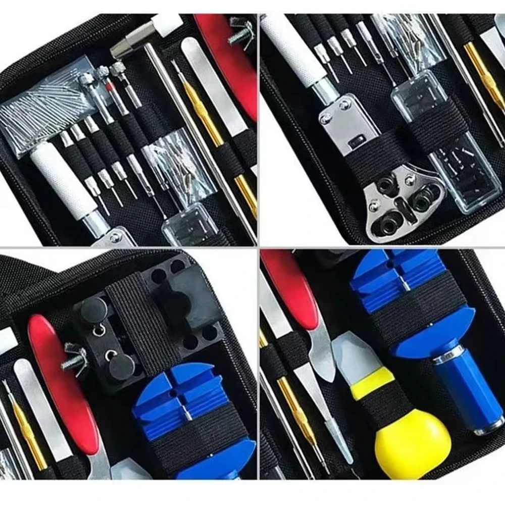 Comprehensive 147-Piece Watch Repair Tool Set with Storage Bag and Screwdrivers