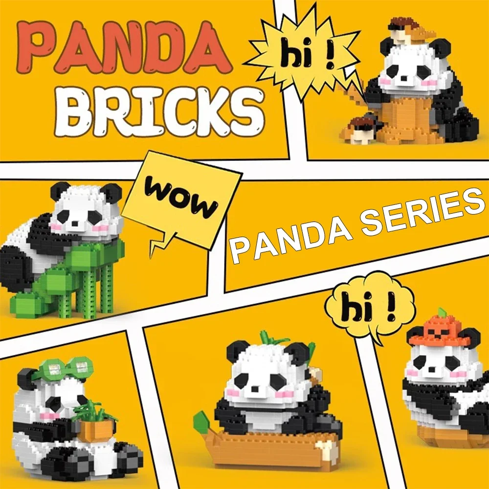 Cute Chinese Panda Building Blocks Sets DIY Educational Assembly Toys Bricks Mini Animals Model MOC Kids Christmas Birthday Gift 2