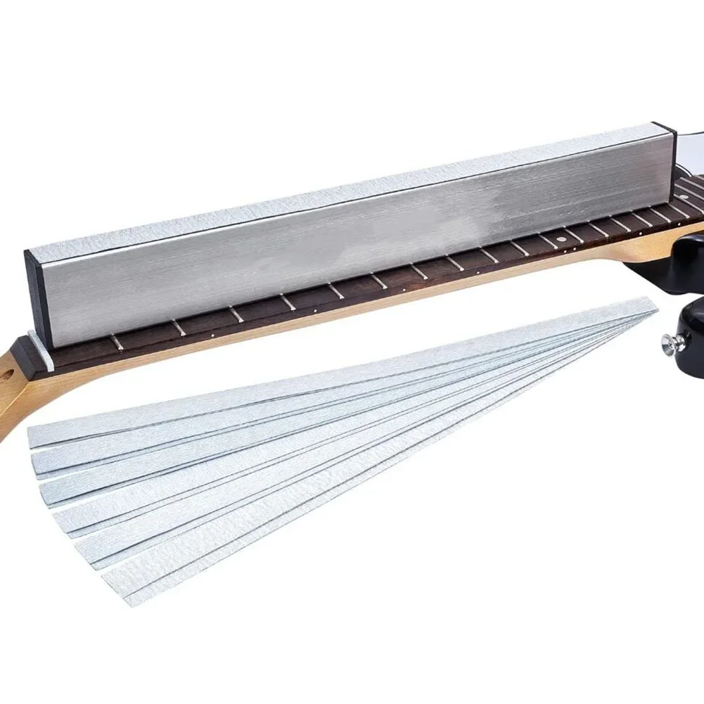 Guitar Neck Fret Beam Leveling Bar Luthier Tools With 6PCS Sandpaper Stainless Steel Aluminum Alloy Versatile Polishing Guitar
