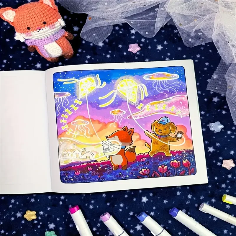 1pc Sweetheart Cute Animal Coloring Book, Stress Relief Emotional Release, Perfect Gift for Valentine'S Day, Christmas, New Year 6
