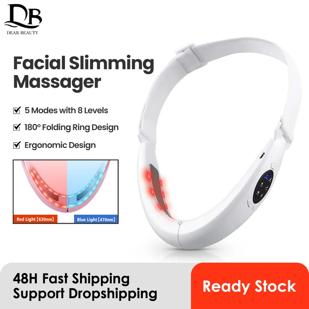 Ems Face Lifting Device Massaggiatore Facciale Led Photon Therapy Face Slimming Double Chin Remover V-Face Shaping Vibration Massager