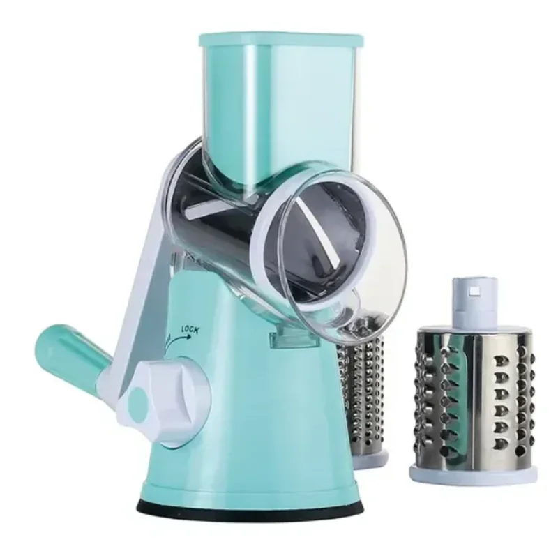 Vegetable Cutter & Slicer Manual Kitchen Cheese Chopper Machine 3 Sharp Drums Multifunctional Garlic Potato Shredder Vegetable Slicer