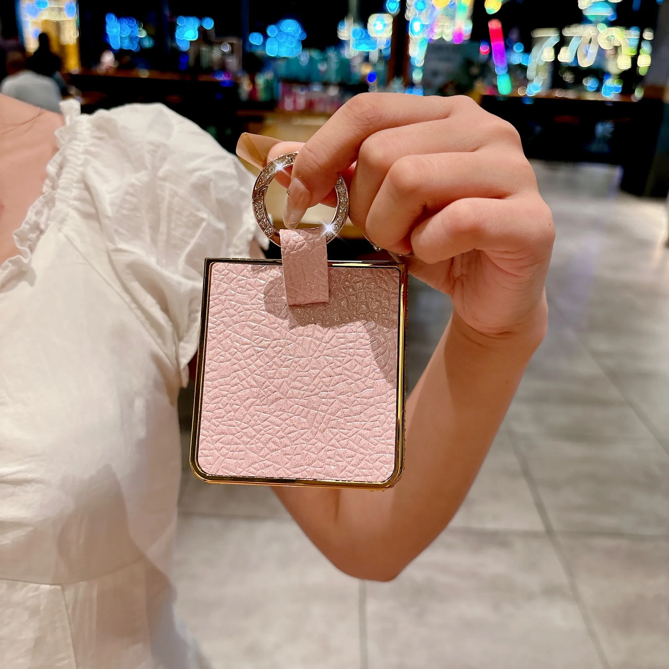 Shiny Diamond Electroplated PU Leather Phone Case - Shockproof Cover
