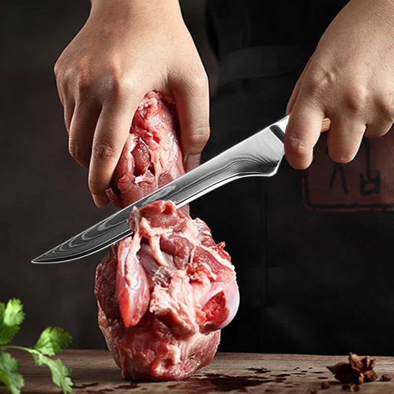 Barbecue Knife 6 Inch Boning Knife High Carbon Butcher Japanese Stainless Steel Kitchen Wood Handle Utility