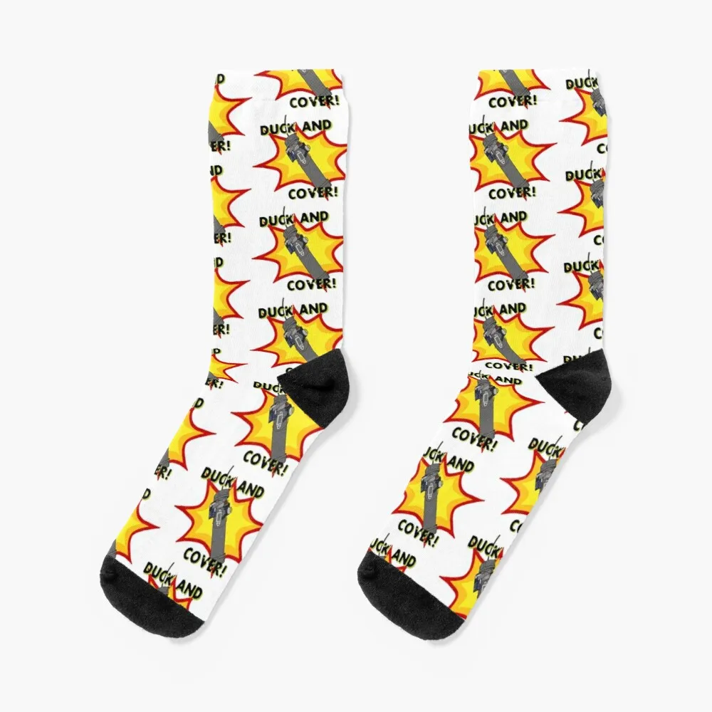 Duck and cover Socks Man Gift Idea Sports Socks