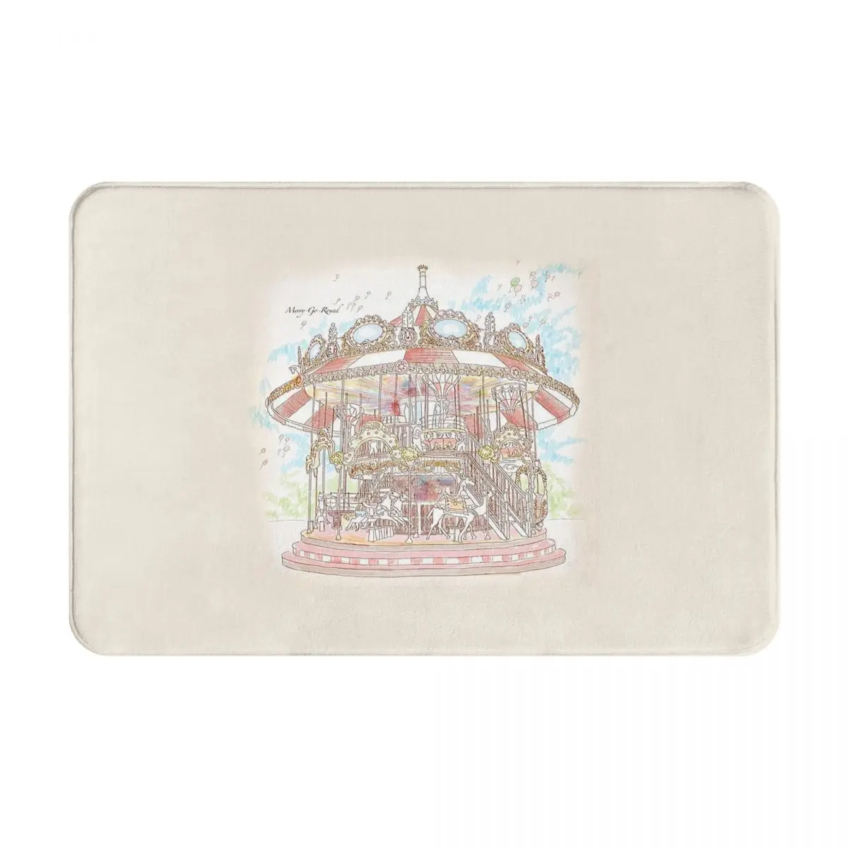 Pastel Circus Carousel Doormat Kitchen Entrance Home Floor Mat Non-slip Carpet Rug for Bathroom Footpad Mats