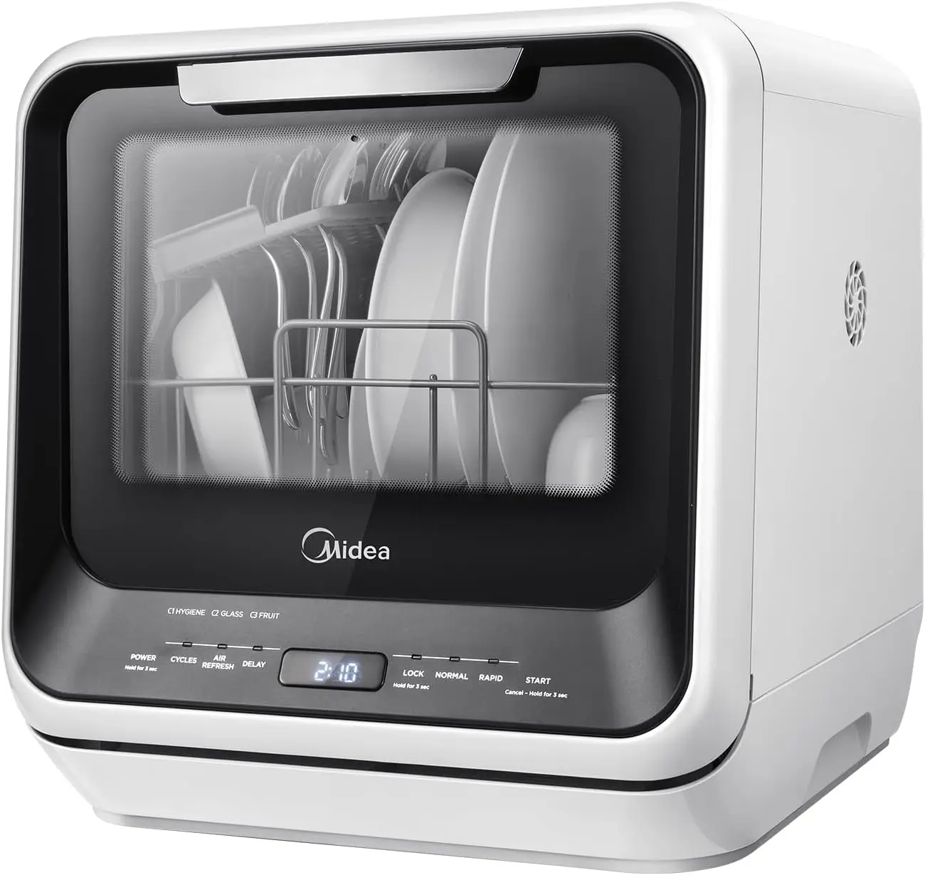 

Портативный Столешница Midea MDC17P0ABB, встроенный резервуар для воды объемом 5 л, 6 программ, двойной распылитель на 360 °