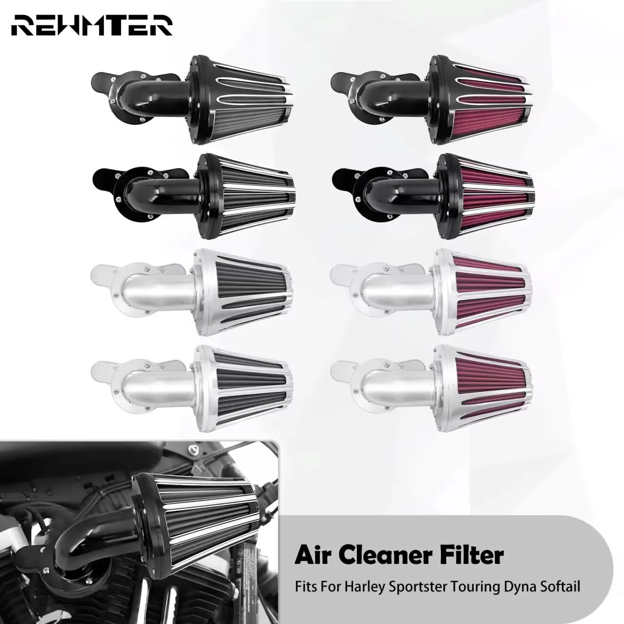 오토바이 에어 필터 클리너, 블랙 및 크롬, 할리 투어링 일렉트라 스트리트 글라이드 FLHR FLTRX 소프테일 다이나 스포스터 XL 883 1200 