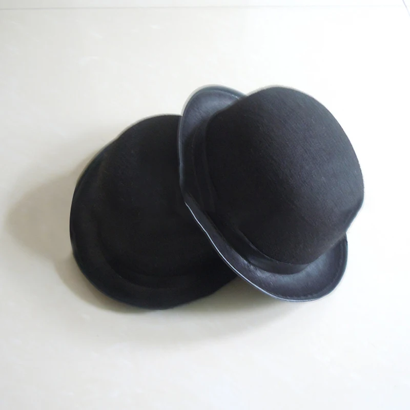 Bowler Hat Vintage Felt Derby Hat For Men And Women Round Cloche Upturn Brim Church Hats With Black Ribbon Derby