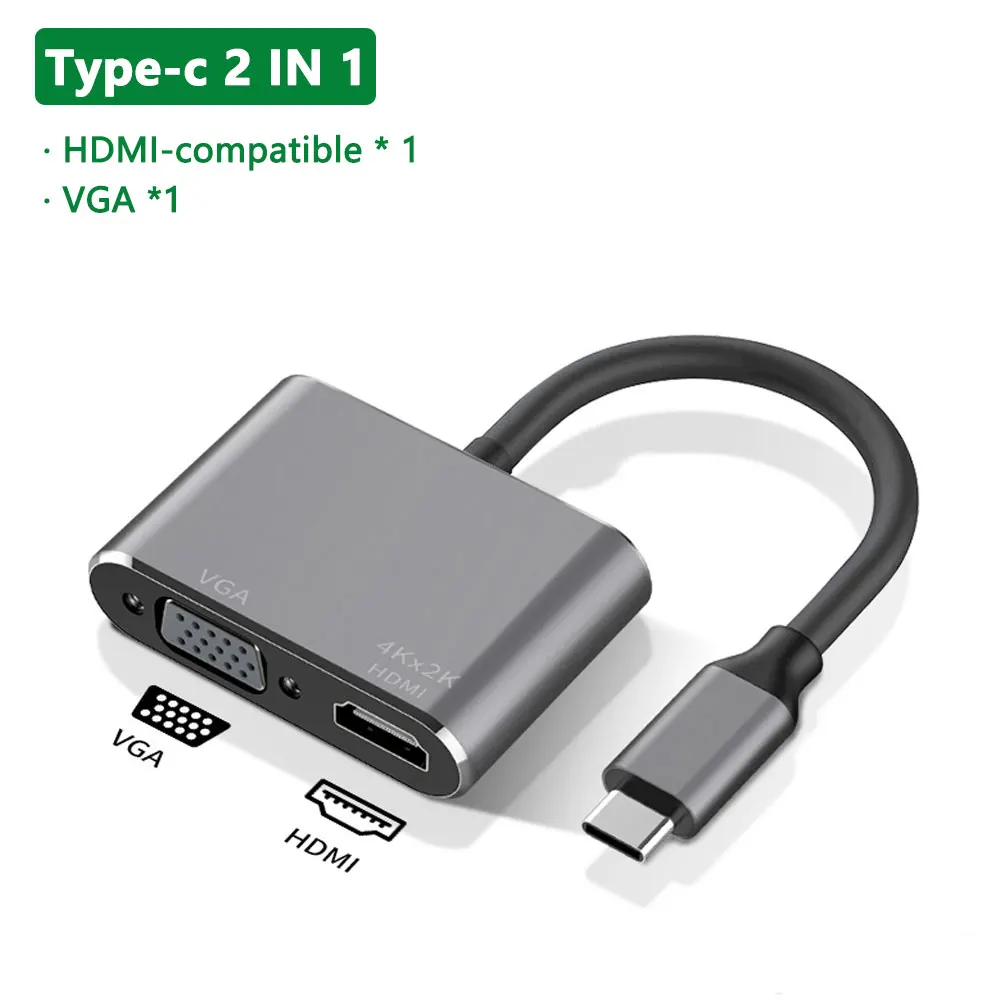 USB C إلى HDMI متوافق مع VGA Type C USB 3.0 HUB مح...