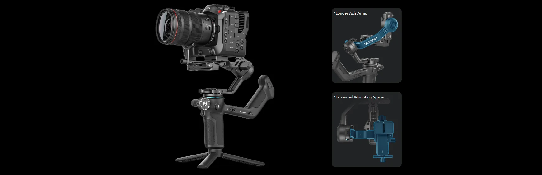 SCORP 3 3-Axis Gimbal Stabilizer | 7.7lb Load, Built-in AI Tracker & Touchscreen
