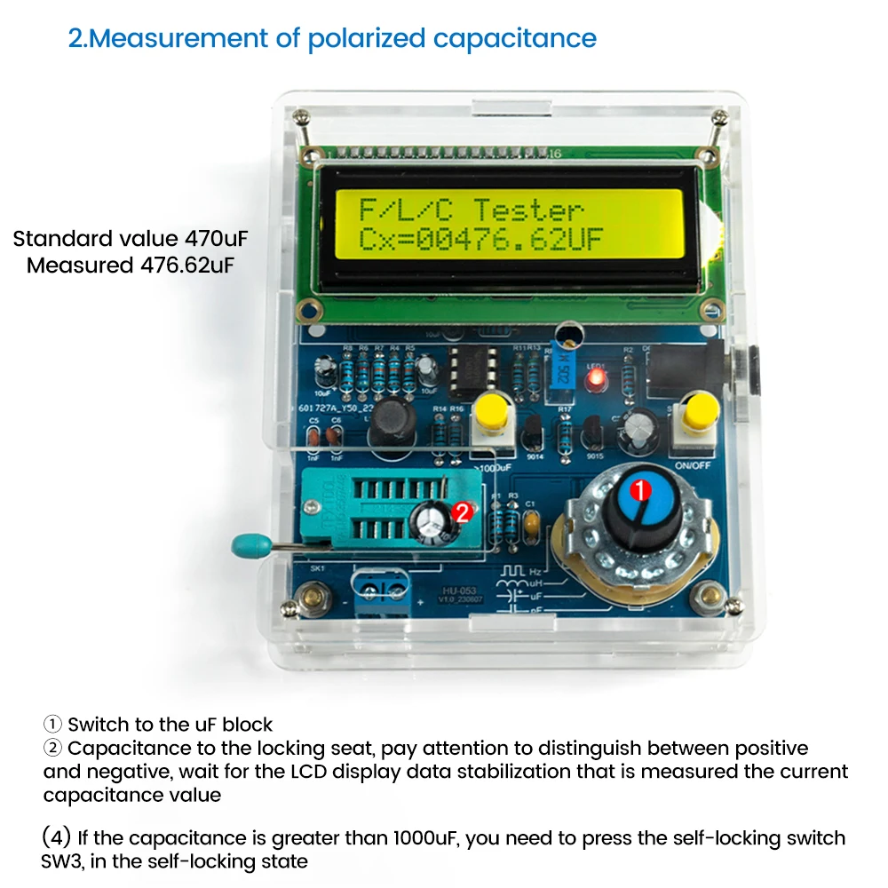 DC5V High Precision Digital Inductance and Capacitance Measuring Instrument LCD Frequency Meter with USB Data Cable DIY Kits 5