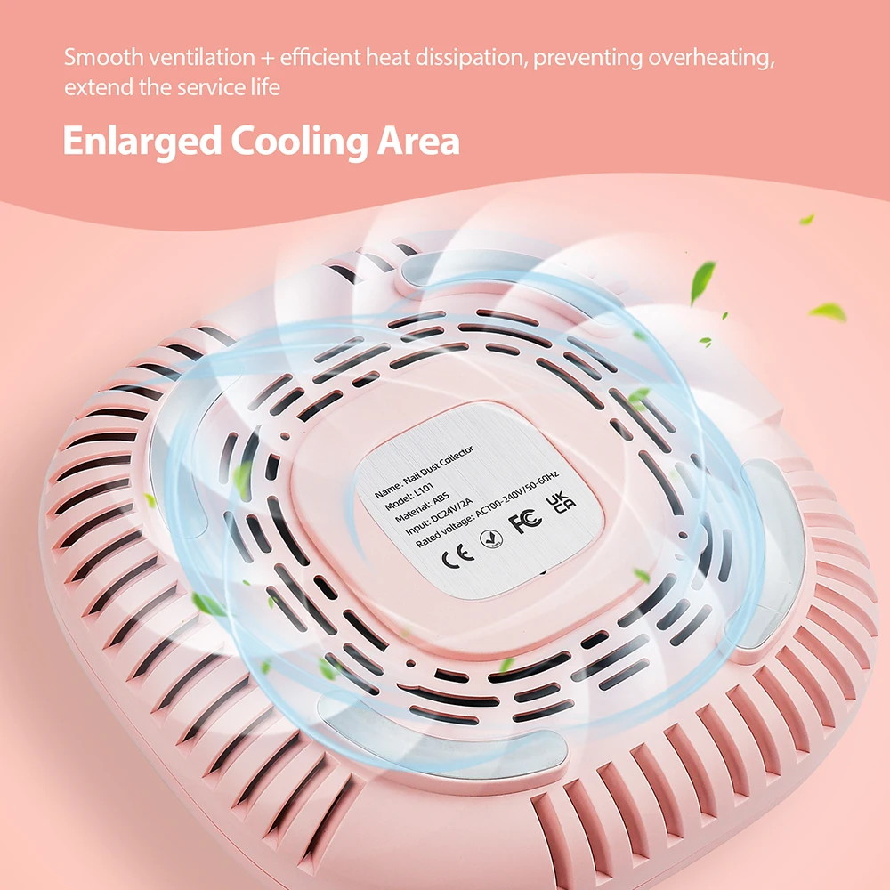 130W Powerful Suction Brushless Nail Dust Collector Pink Nail Dust Extractor Nail Art Manicure Fan Vacuum Cleaner With 2 Filter