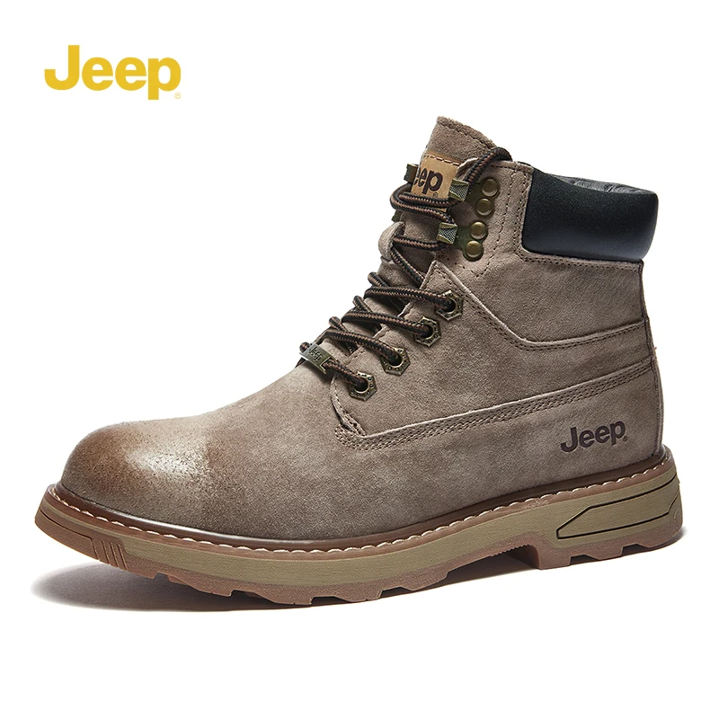 Jeep 남성용 클래식 부츠 작업 및 하이킹 미드 하이탑 부츠 스웨이드 갑피 미끄럼 방지 내마모성 고무 아웃솔 P213M0815