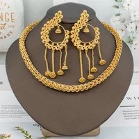 Fashion Tassel Earrings Jewelry Set for Women Dubai Indian Color Lady Chain Necklace Drop Earrings Bridal Wedding Jewelry