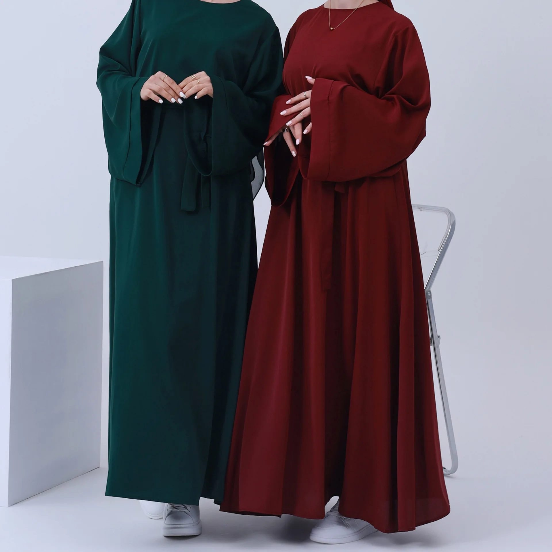 Ramadan Eid Plain Abaya Dress Dubai Turkey Muslim Fashion Gulf Closed Abayas for Women African Islamic Clothes Kaftan Hijab Robe