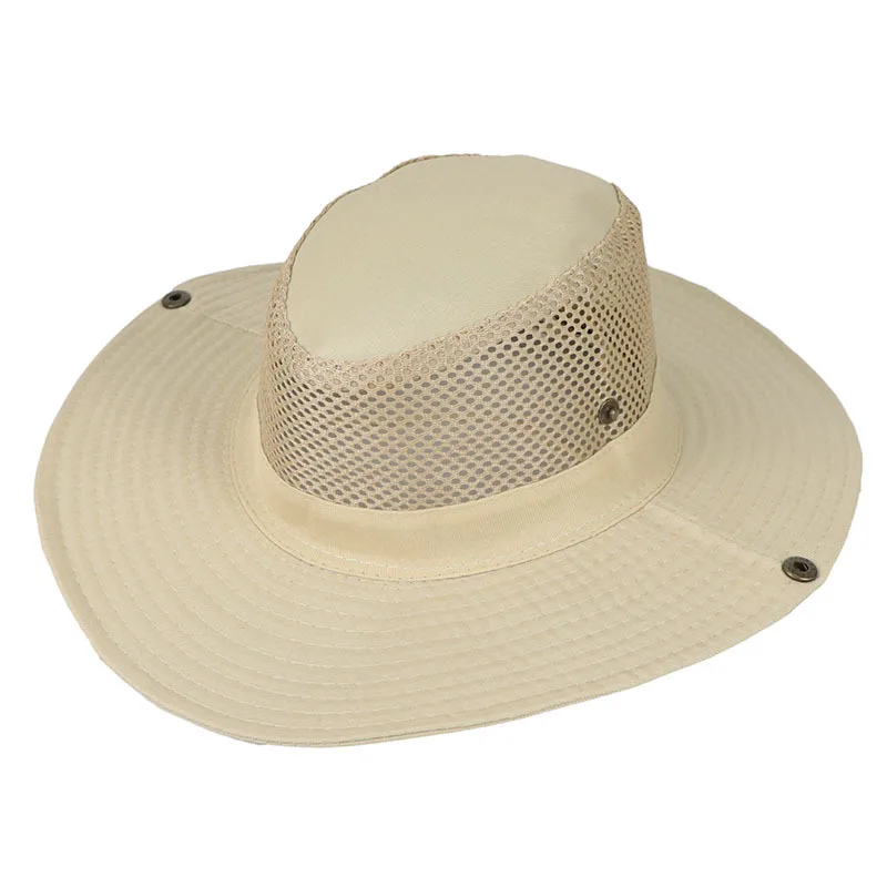 Men Women Summer Foldable Flanging Sun Fisherman Breathable Mesh Outdoor Sport Fishing Sun Hat Wide Beach UV Sunscreen Cap W57