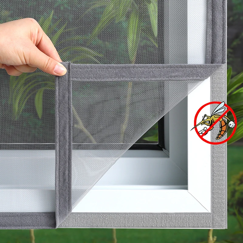 Grey,Anti-mosquito self adhesive window screen mosquito net,summer,insect proof door mosquitonet for windows,Customizable size - Image 4