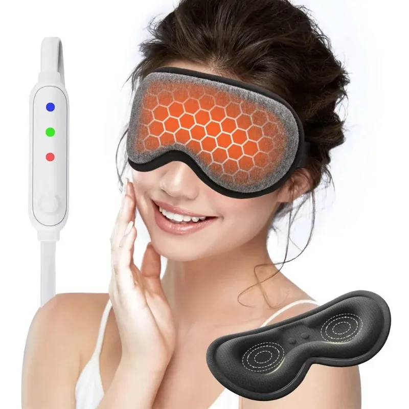 

Reusable USB Electric Heated Eyes Mask Hot Compress Warm Therapy Eye Care Massager Relieve Tired Eyes Dry Eyes Sleep Blindfold