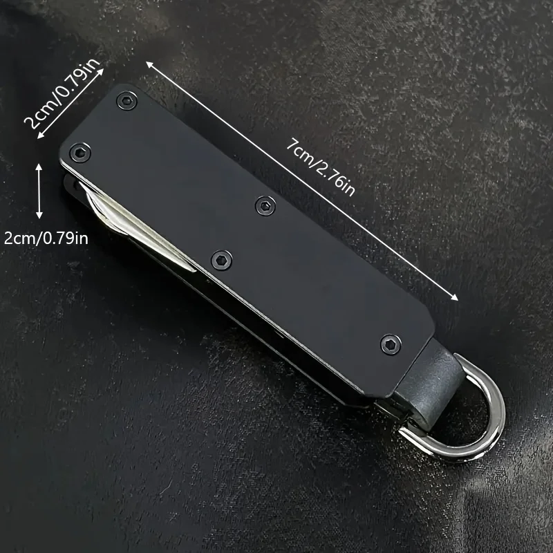 Sleek Black & Gold Compact Aluminum Key Organizer with Carabiner Clip