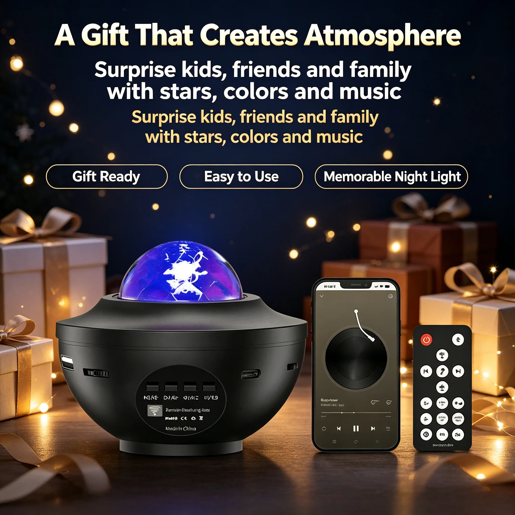 Proiettore di Stelle Galattiche con Bluetooth e Telecomando, Lampada Notturna con Effetto Onde Oceaniche per Camera da Letto e Illuminazione Atmosferica per Feste - immagine 6