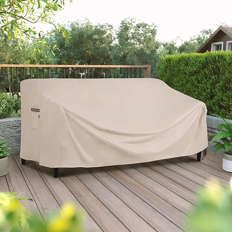 New Beige 600D Outdoor Sofa Chair Cover with Handle Garden Waterproof Wind-Proof Anti-UV Against dust Rain Snow Protection Cover 6