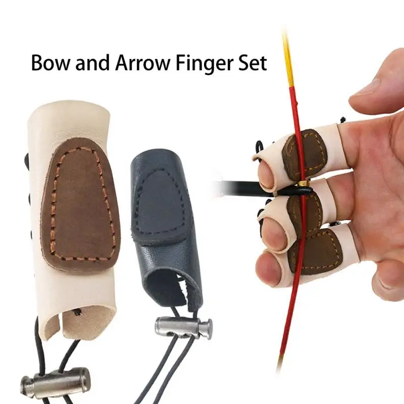 

Archery Finger Protector Durable Leather Hree-piece Archery Finger Arrow Shooting Equipment Gloves Practical Archery Accessories
