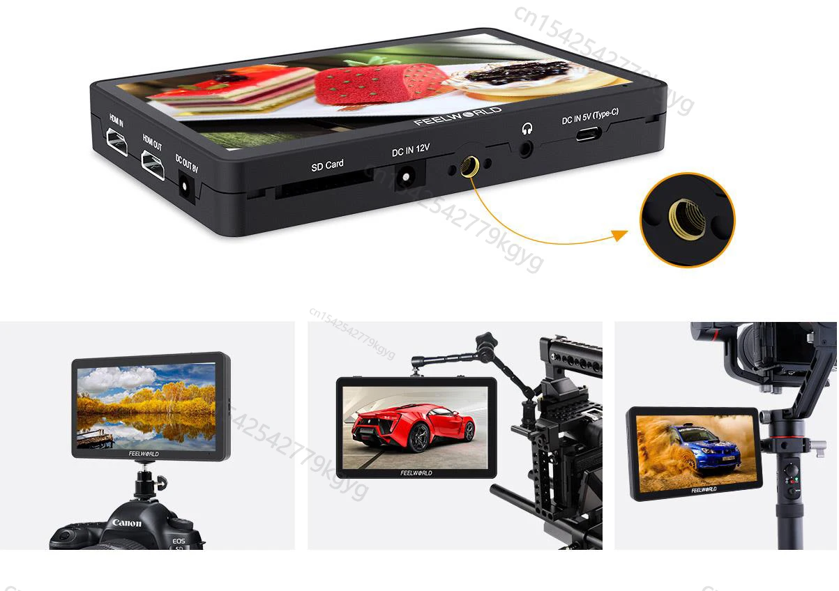 Feelworld F6 Plus V2 6" inch 3D LUT Touch Screen DSLR Camera Field Monitor IPS FHD 1920x1080 Support 4K Tilt Arm