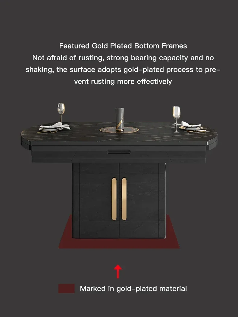 Practical Black And White Rock Plate Long Dinner Table For Small Living Room Home Furniture Set 6 Chairs Loft Inside