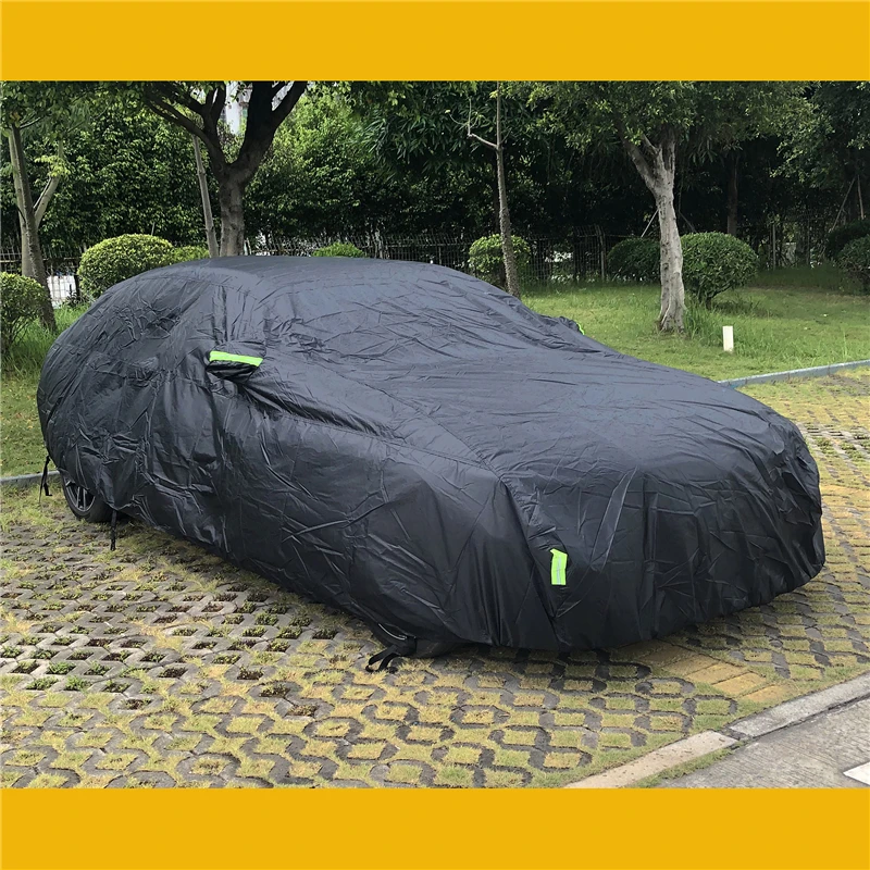 Universal SUV/Sedan Full Car Covers Outdoor Waterproof Sun Rain Snow Protection UV Car Zipper Design Black Car Case Cover S-XXL 4