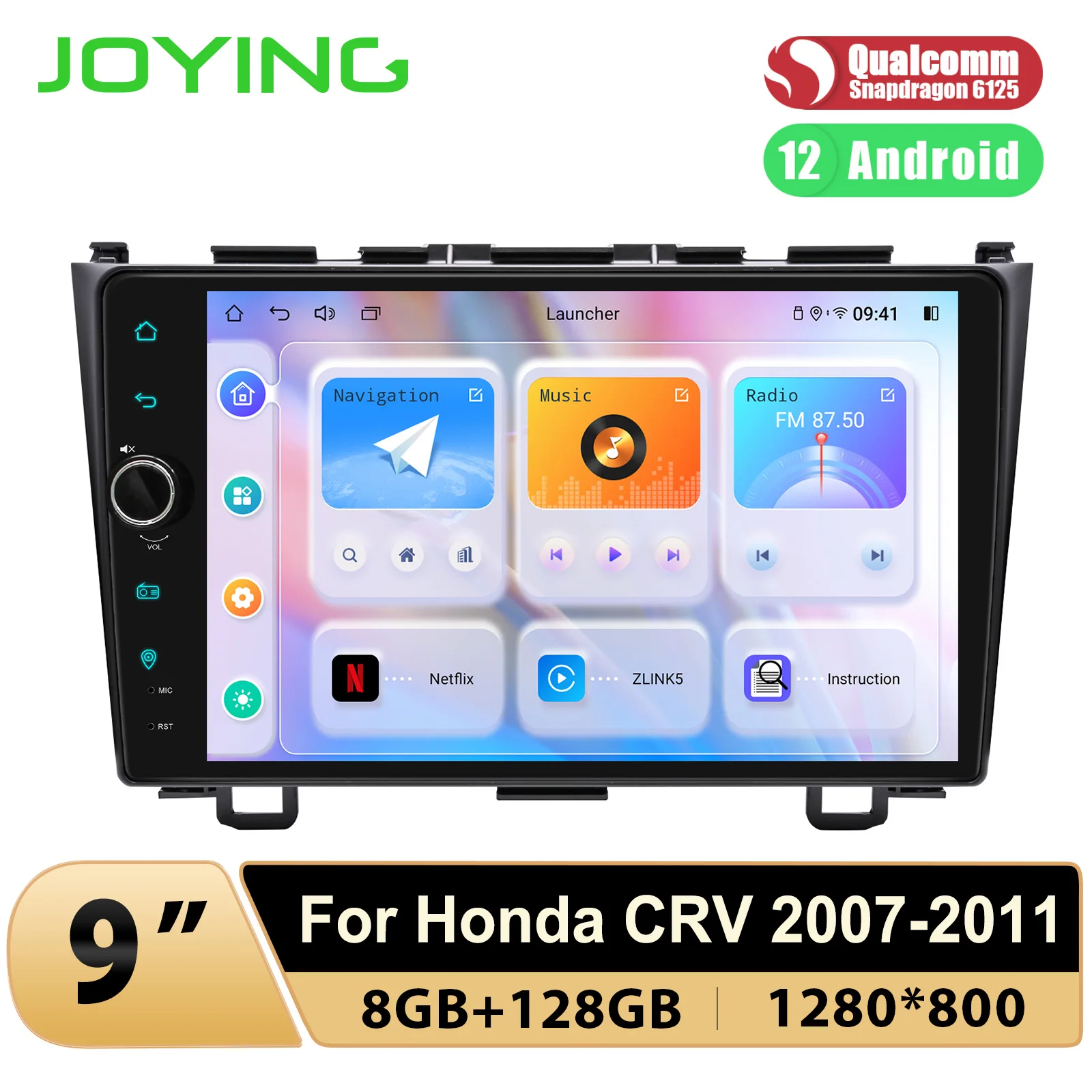 

Joying 9"Auto Android 12 Car Multimedia Radio Stereo System GPS Navigation For Honda CRV CR-V 2007-2011 With DSP Carplay HDMI