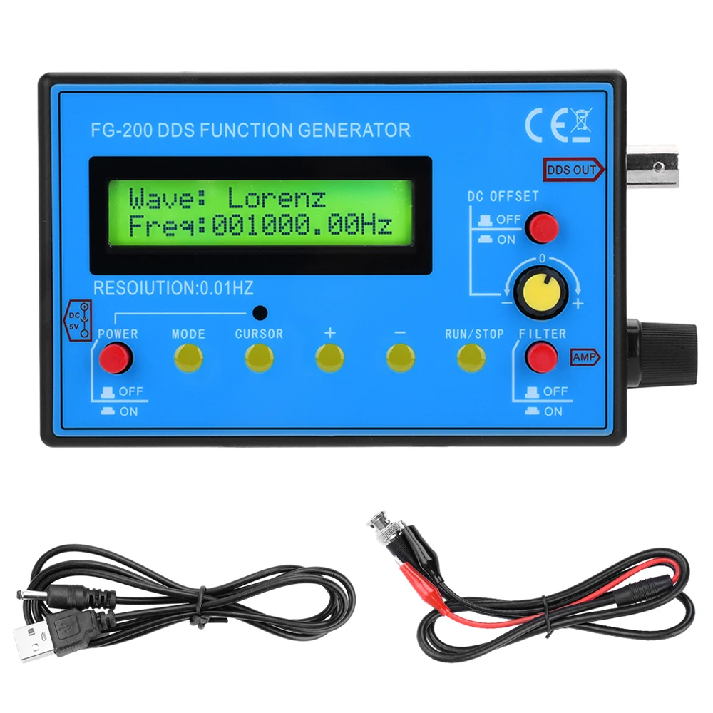 0.01Hz-500KHz FG-200 DDS Function Signal Generator Frequency Counter Signal Source Module Sine+Square+Triangle+Sawtooth Waveform 2