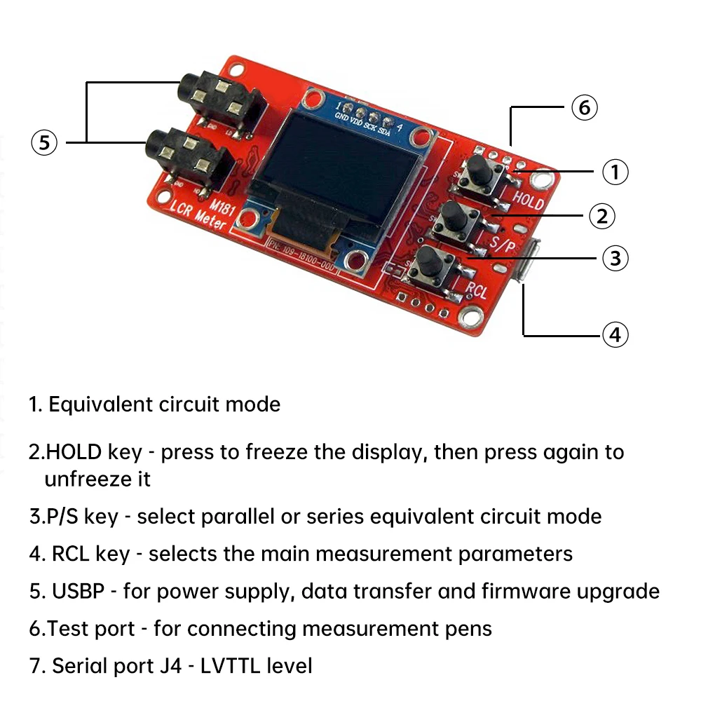 DC 5V 10000uF 10MΩ M181 Inductance Capacitance Meter LCR Bridge Tester Module Kit High Precision DIY Kit Component Tester 3