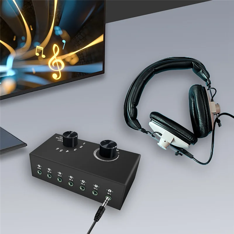 B47C 헤드폰 앰프 ABS 6 In 1 Out 헤드폰 스위처 휴대용 Hifi 헤드폰 앰프 헤드폰 앰프