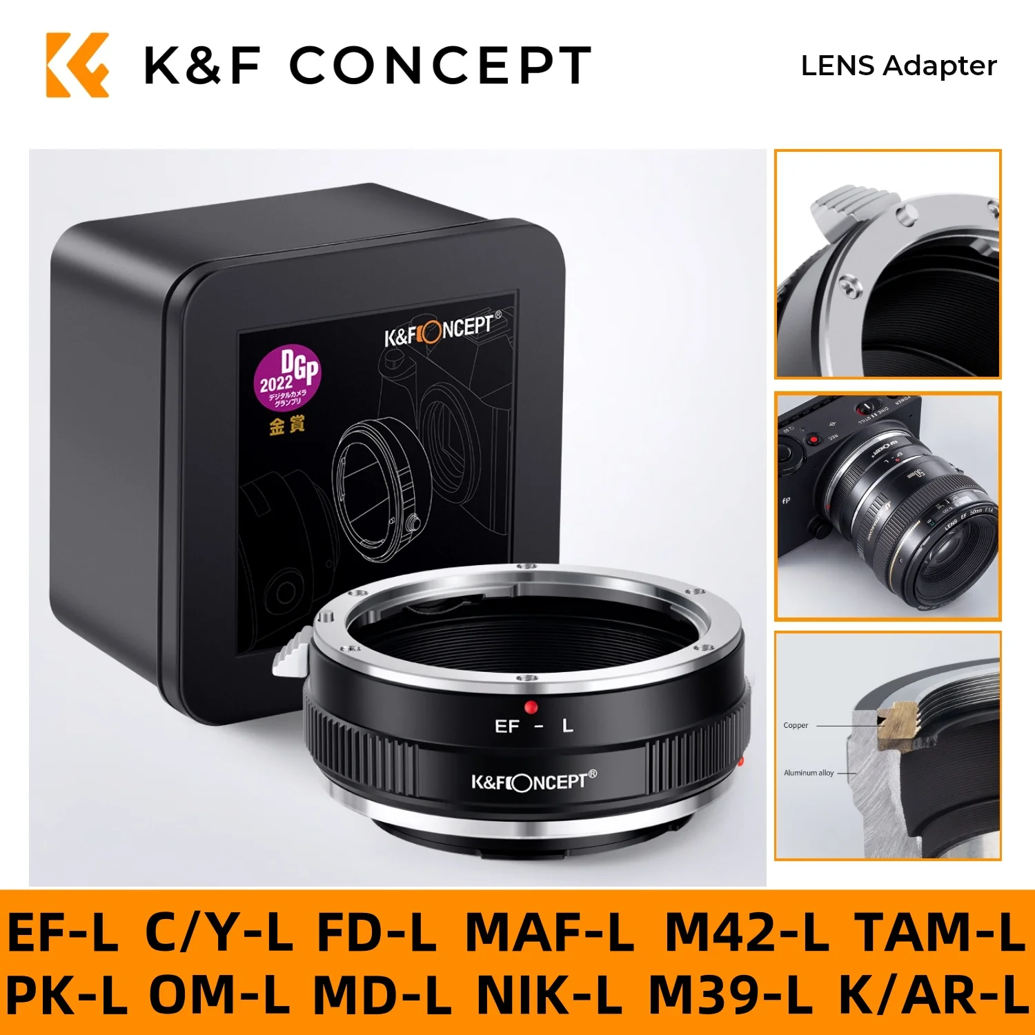 K&F CONCEPT レンズアダプター Canon EF FD FL M42 M39 C/Y MAF Nikon 