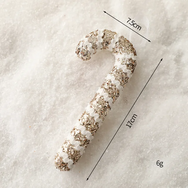 6Pcs Green And White Plastic Candy Cane Christmas Tree Decorations 13cm,Christmas Glitter Candy Cane,Christmas Tree Hanging Decorations For Xmas,New