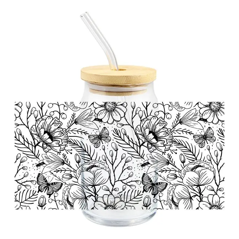 Black Butterfly UV DTF Wrap Transfer Stickers Cool Fashion Design DTF Wrap For Glasses Cups Bottles Decal