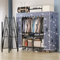 Armoire à linge pour chambre à coucher, assemblage facile, épaisse, robuste, durable, pliante, cadre tout en acier, salle de location 2