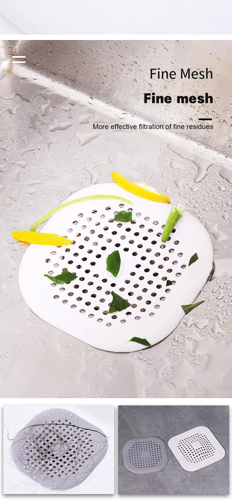 Filtre de lavabo en silicone durable pour éviter les obstructions