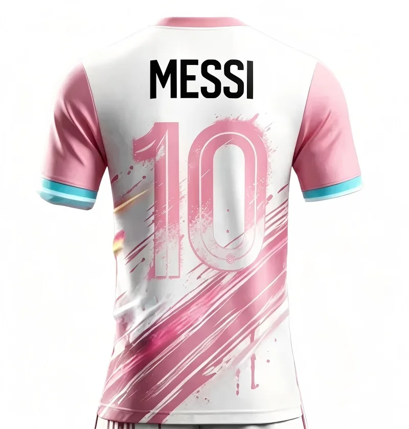 2026 Sommer Herren Messi Nr. 10 KI-bedrucktes Fußball-Kurzarmtrikot, modisches Oversize-T-Shirt für den Alltag und Outdoor