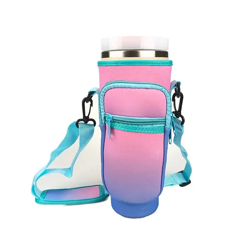 Water Bottle Carrier Bag with Phone Pocket and Adjustable Strap